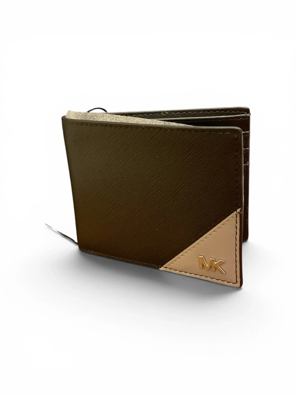 Michael Kors Black and Tan Slim Bifold Card Holder Wallet NWT